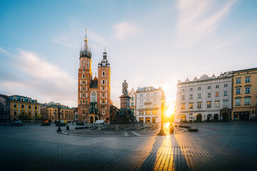 Naklejka premium Central market square of Krakow in Poland