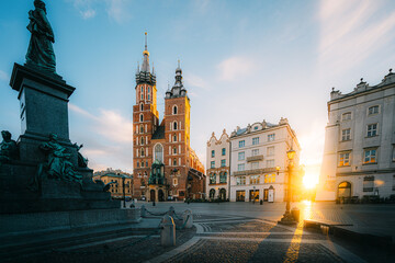 Fototapeta premium Central market square of Krakow in Poland