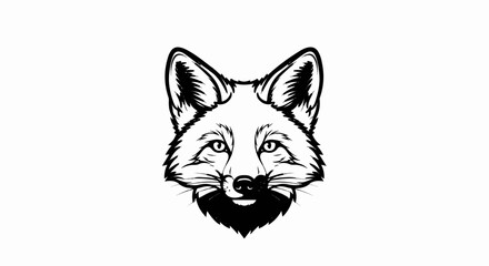 Obraz premium Minimalist line art drawing of a fox's face with sharp ears and bushy markings