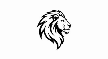 Fototapeta premium Majestic black and white lion head silhouette, profile view