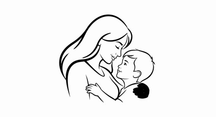Obraz premium Mother and son in a loving embrace, looking into each other's eyes