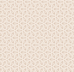 Beige Geometric Floral Seamless Pattern with Retro Tile Lattice Ornament