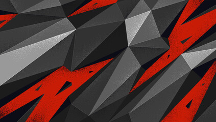 Low poly broken abstract background vector, chaos and anxiety wallpaper breaking shapes to pieces, destroyed 3D dimensional form in motion.