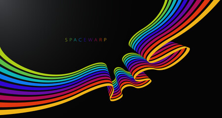 Abstract rainbow lines in 3D perspective, vector background with colorful stripes, children preschool education theme, positive and bright design.