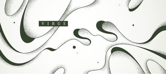 Microscopic look like vector abstract background, curvy lines in motion abstraction wallpaper, fluid lines and textures dynamic curves, lifeform microorganism.