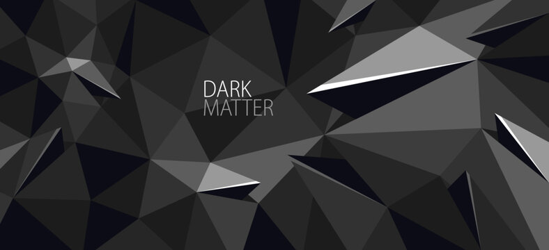 Polygonal abstract background, 3D vector dark black greyscale low poly surface, digital technology and science background abstraction, diamond structure.