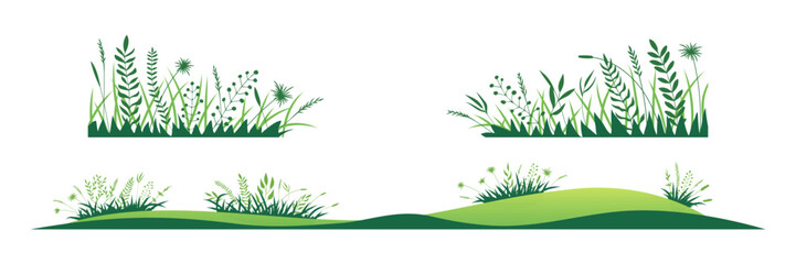 Drawn green grass isolated on white background, vector design © Valerii
