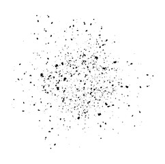 Obraz premium Abstract black ink splatter spray texture with dust particles.