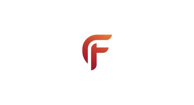 Modern abstract logo featuring a stylized letter "F" in red and orange gradient on white background