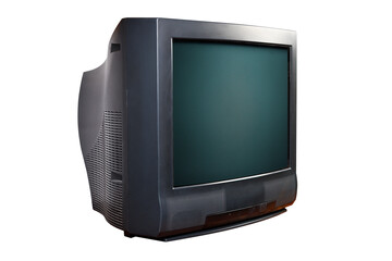 Vintage CRT TV isolated on white background - retro mockup for UI/UX and 90s design.
