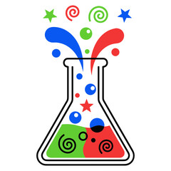 Creative Science Experiment Illustration with Colorful Chemicals