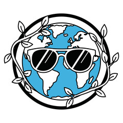 Whimsical Earth with Sunglasses Icon