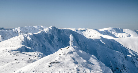 Winter mountain panorama from Chopok peak in Low Tatras Slovakia