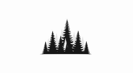 Obraz premium Silhouette of a dense forest with varying tree heights and shades