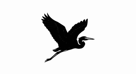 Fototapeta premium Silhouette of a heron in flight with wings spread