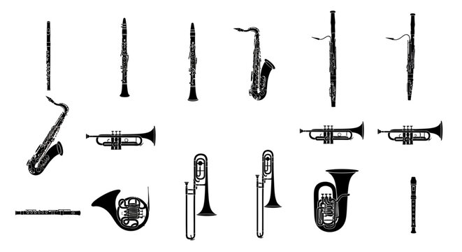 Vintage Musical Instruments Collection: Brass and Woodwind Icons