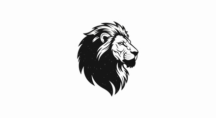 Obraz premium Stylized black and white lion head, facing right, with rough texture