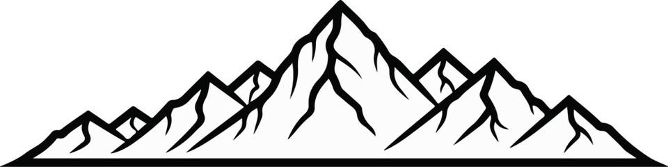 Fototapeta premium Stylized black and white silhouette of rugged mountain peaks