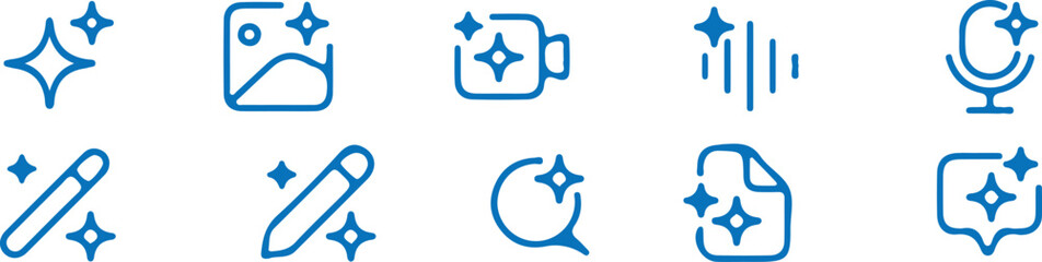 modern ai generate music bule outline icon set vector illustration design art 