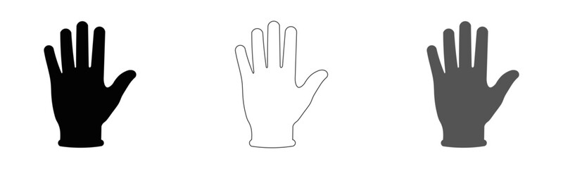Obraz premium Hand Icon Vector Set Transparent Background, Black White Gray Open Palm Hand Outline Filled Design Isolated