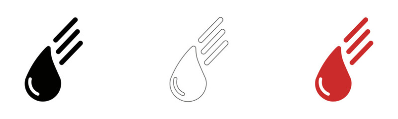 Obraz premium Drop Icon Vector Set Transparent Background, Black White Red Liquid Drop Falling Outline Filled Design Isolated