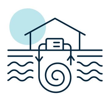 Ground source heat pump outline vector icon