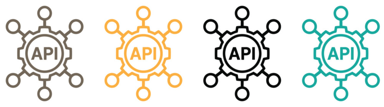 Gear api icon set , Application Programming Interface icons . Cloud API icon simple illustration logo art .