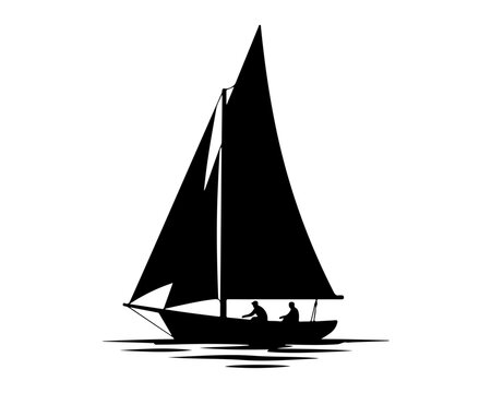 Sailing Boat Silhouette Logo Design Element on White Background