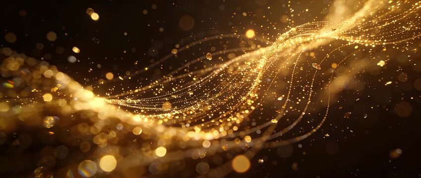 Gold glitter bokeh abstract sparkle light particle glow wave shimmer loop background with golden glitter bokeh abstract sparkle light particle glow wave shimmer creating dreamy festive glow wave