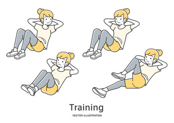 腹筋運動をする若い女性