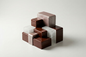 Obraz premium Futuristic Geometric Mousse Cake with Mirror Glaze