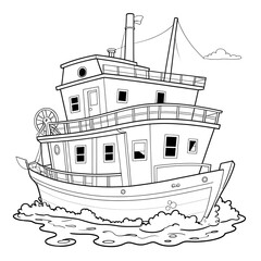 Obraz premium Tugboat sailing through choppy water