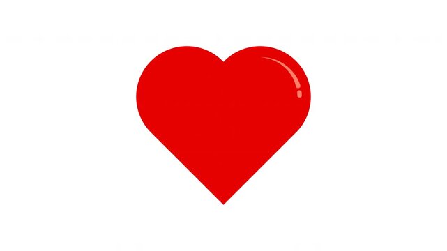 Broken heart icon animation. Simple red heart icon on a white background, symbolizing love and affection.