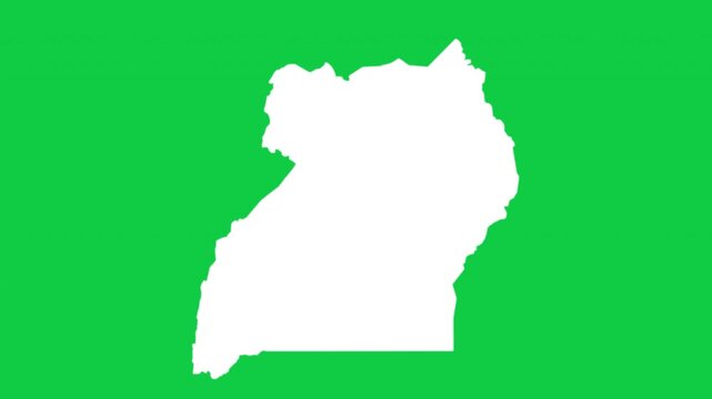 Uganda map pop animation with green background