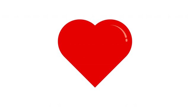 Heart icon animation. Simple red heart icon on a white background, symbolizing love and affection.