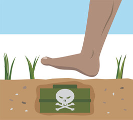 地雷を踏みそうな足