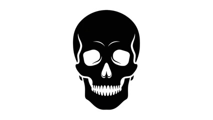 Fototapeta premium A black silhouette of a human skull with detailed facial structure viewed from the front