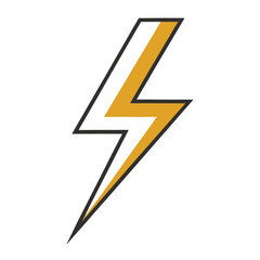 Modern Yellow Lightning Bolt Icon Representing Energy Power and Fast Speed Vector