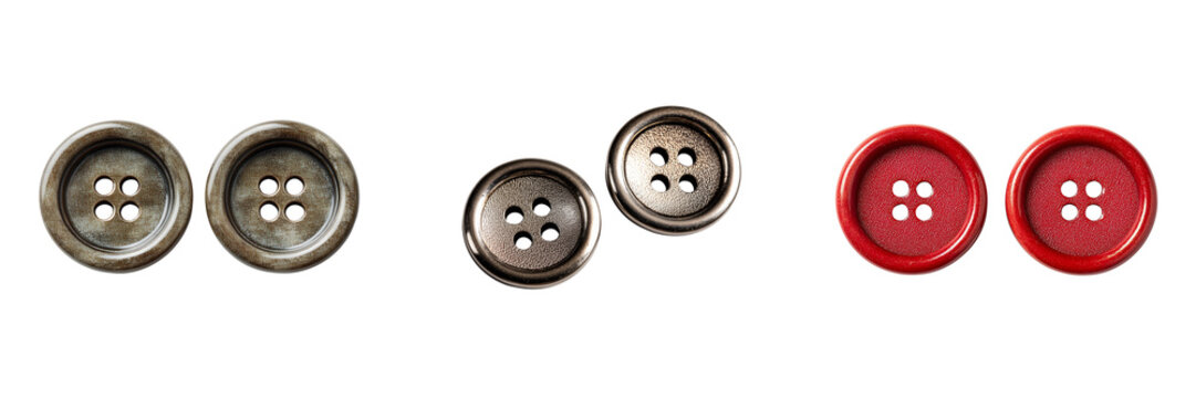 Set of Single black shirt button on transparent png background. Ai generated