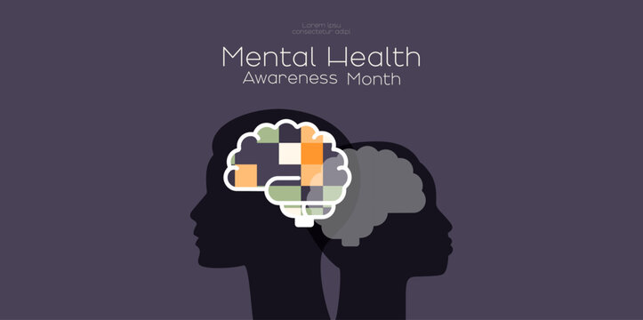 Mental Health Awareness Month banner. Modern design.