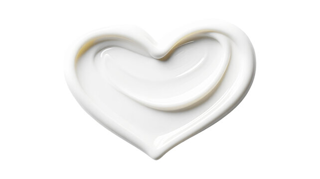 Texture of a cosmetic smear of cream in the shape of a heart on a transparent background