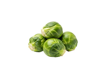 A small pile of fresh brussels sprouts on a white background. isolated on transparent background