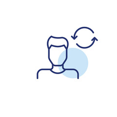 Obraz premium Account renewal, subscription refresh, digital profile update. Male avatar and renew arrows. Pixel perfect, editable stroke vector icon
