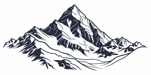 Majestic snow covered mountain peaks with intricate details and shadows © Mamun