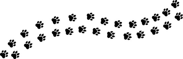 Paw vector trail, pet foot print silhouette track, isolated clip art element design.