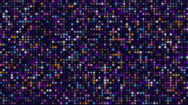Cosmic LED Grid Animation with Star, Nebula & Galaxy Colors, Pulsing & Twinkling Lights, Meteor Showers, Nebula Clouds, Black Hole & Pulsar Patterns, Space & Sci-Fi Background Loop