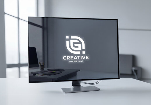 Modern Desktop Computer Logo Mockup