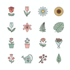 Hand Drawn Floral Elements Set