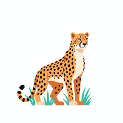 Cheetah Standing in Grassy Field