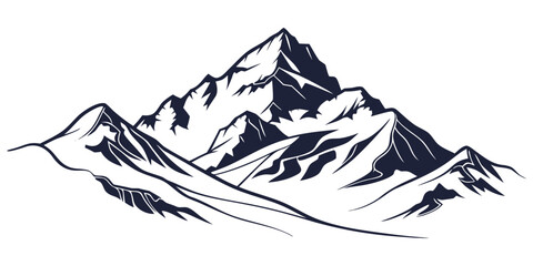 Majestic snow-capped mountains rise above a serene landscape.